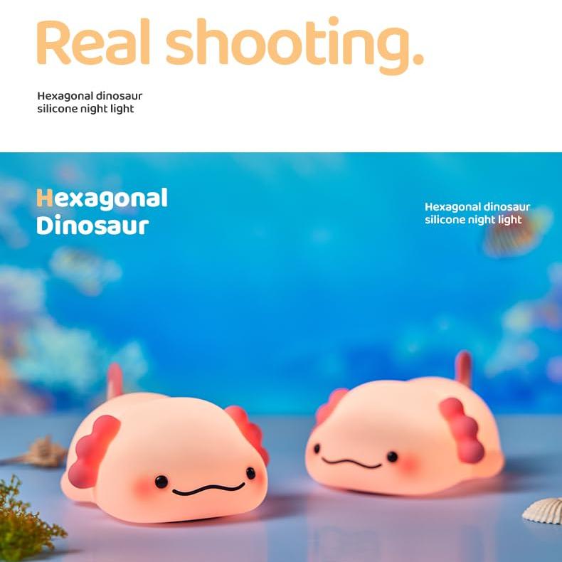 Huggwaii Squishy Silicone Lazy Axolotl LED Nachtlamp - Perfect Cadeau voor Kinderen en Meisjes