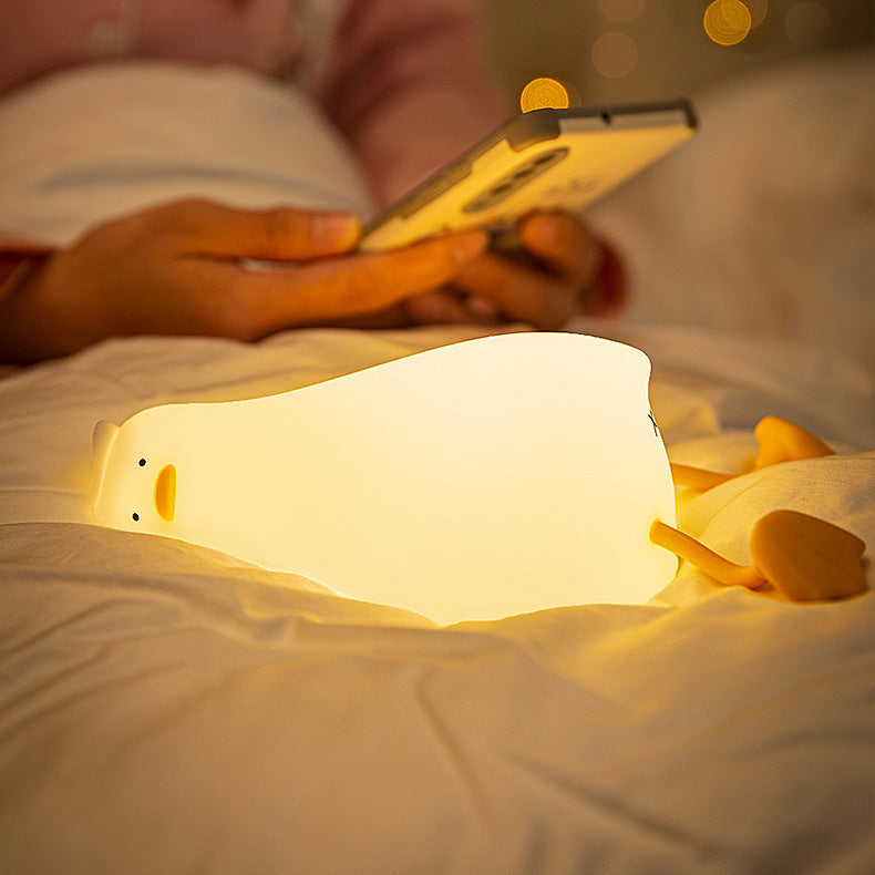 Huggwaii Squishy Silicone Lazy Duck LED Nachtlamp - Perfect Cadeau voor Kinderen en Meisjes