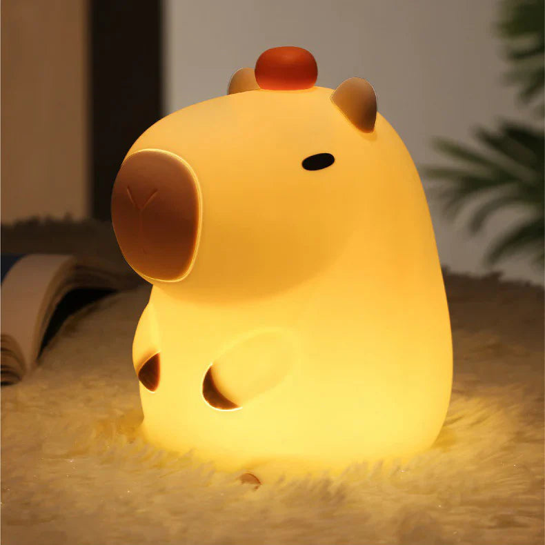 Huggwaii Capybara Met Schildpad LED Squishy Nachtlamp Voor Cadeau USB Oplaadbare Capybara Lamp