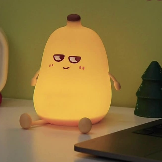 Huggwaii Squishy Silicone Banaan LED Nachtlamp - Perfect Cadeau voor Kinderen en Meisjes