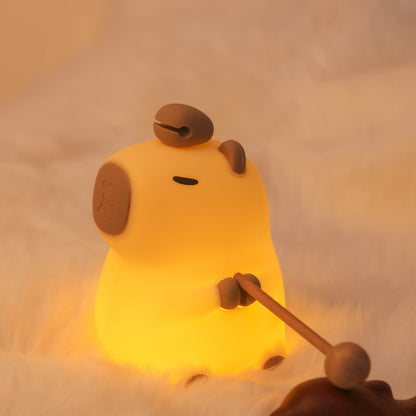 Huggwaii Bloem Capybara Squishy Siliconen Nachtlamp - Perfect Cadeau voor Kinderen en Meisjes