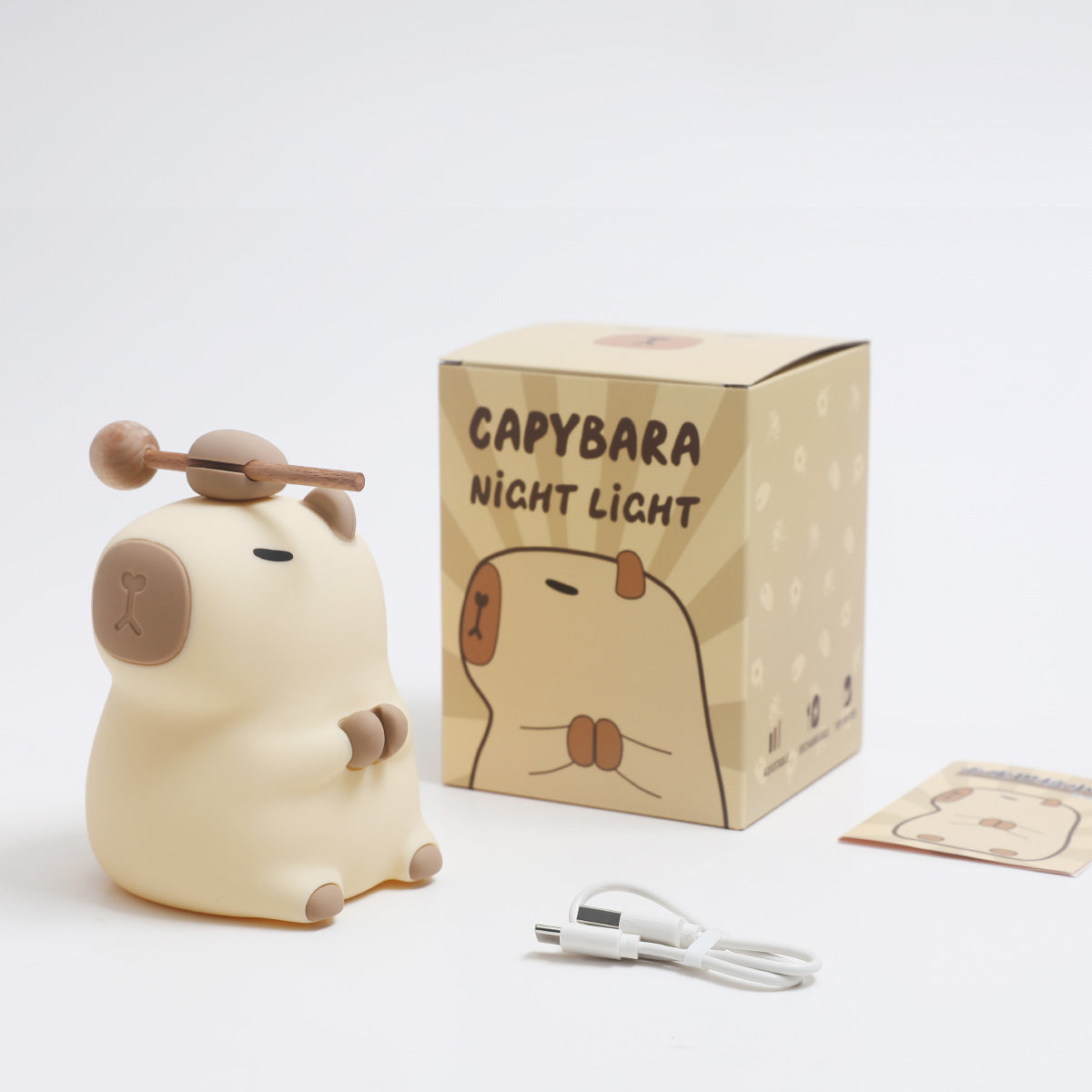 Huggwaii Bloem Capybara Squishy Siliconen Nachtlamp - Perfect Cadeau voor Kinderen en Meisjes