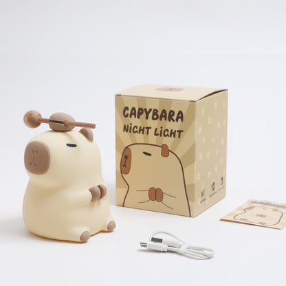 Huggwaii Bloem Capybara Squishy Siliconen Nachtlamp - Perfect Cadeau voor Kinderen en Meisjes