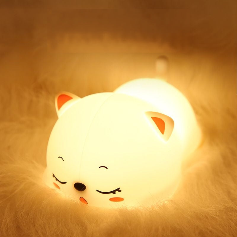 Huggwaii Squishy Silicone Spinnende Kat LED Nachtlampje - Perfect Cadeau voor Kinderen en Meisjes