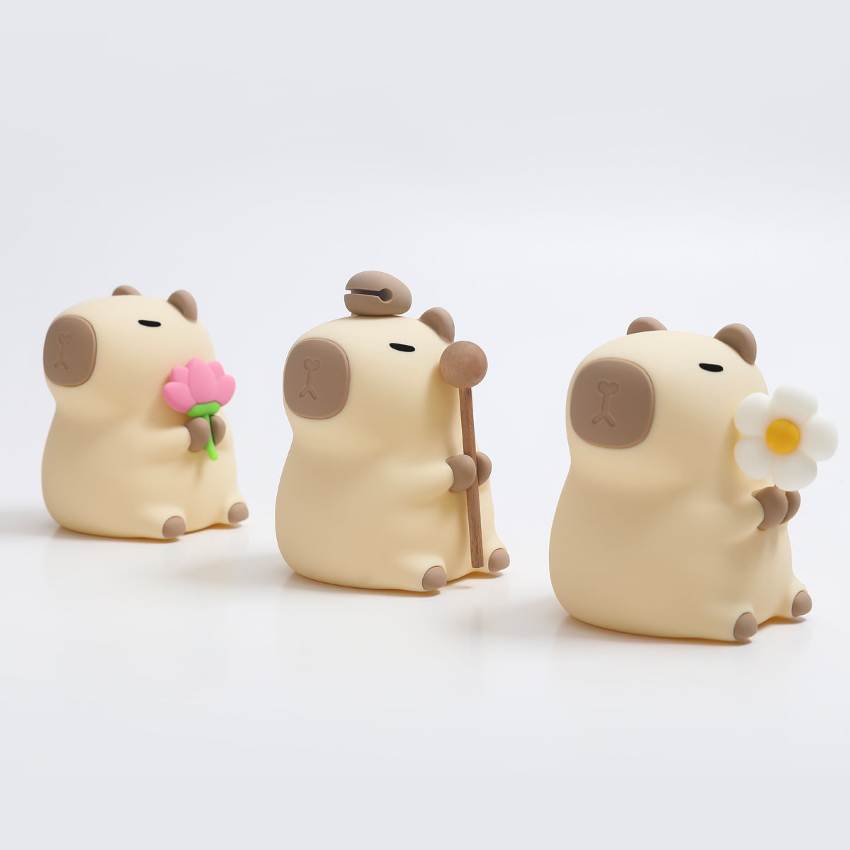 Huggwaii Bloem Capybara Squishy Siliconen Nachtlamp - Perfect Cadeau voor Kinderen en Meisjes