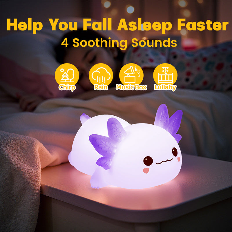 MeWaii® Axolotl Paars 2025 Exclusief Ontwerp Squishy Silicone LED Nachtlampje - Perfect Cadeau voor Kinderen en Meisjes