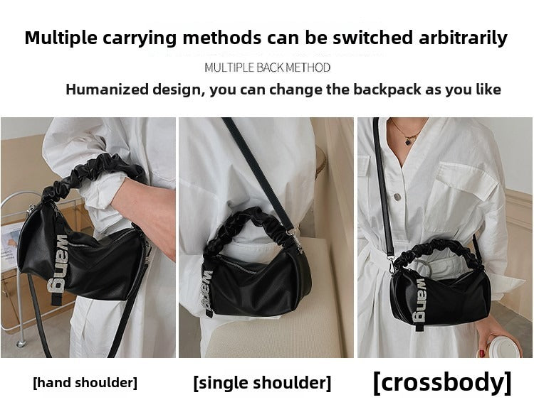 Sac à bandoulière pour femme, sac plissé sous les bras