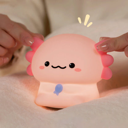 Squishy Silicone Kleine Axolotl LED Nachtlamp - Perfect Cadeau voor Kinderen en Meisjes