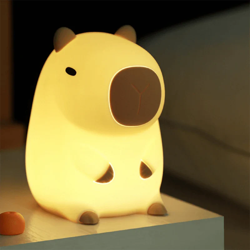 Huggwaii Capybara Met Schildpad LED Squishy Nachtlamp Voor Cadeau USB Oplaadbare Capybara Lamp
