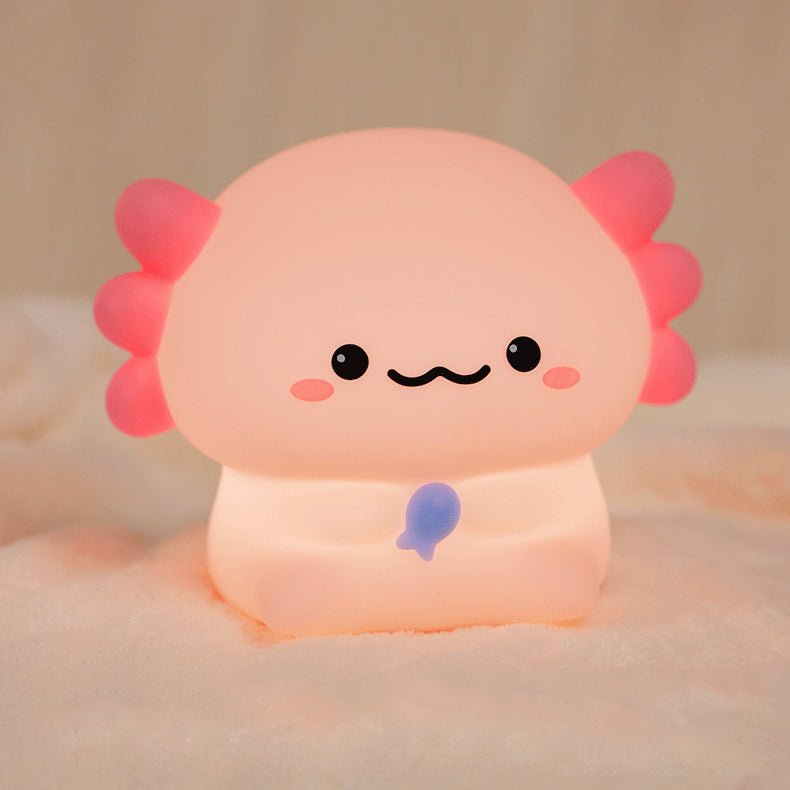 Squishy Silicone Kleine Axolotl LED Nachtlamp - Perfect Cadeau voor Kinderen en Meisjes