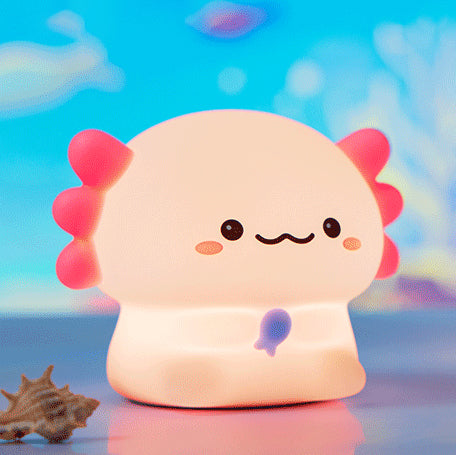 Huggwaii Squishy Silicone Lazy Axolotl LED Nachtlamp - Perfect Cadeau voor Kinderen en Meisjes