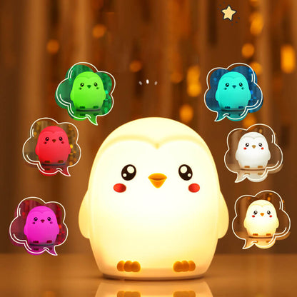 Huggwaii Squishy Silicone Kleurrijke Pinguïns LED Nachtlamp - Perfect Cadeau voor Kinderen en Meisjes