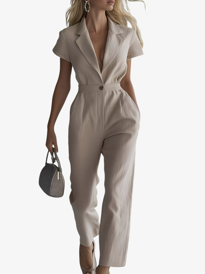 Combinaison en lin beige, confortable et élégante