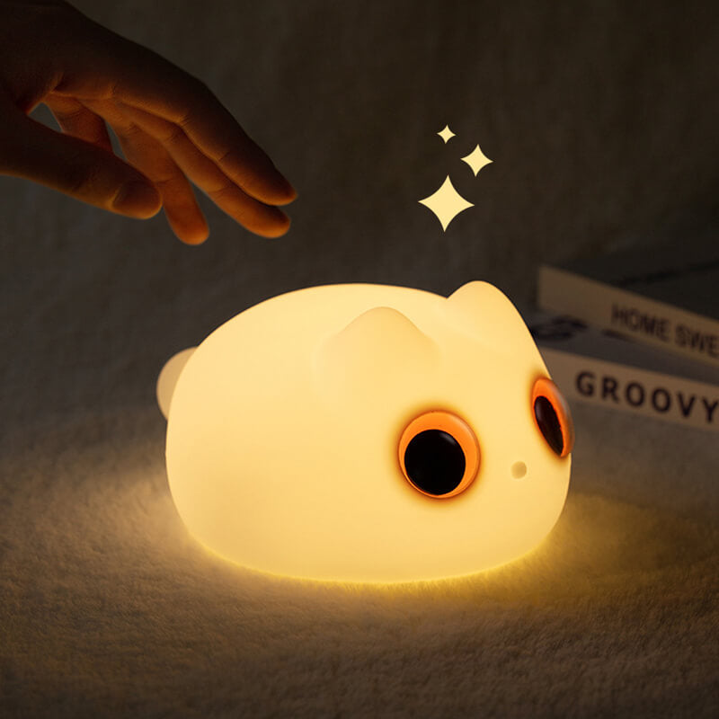 Huggwaii Oranje Kat LED Squishy Tap Tap Nachtlamp