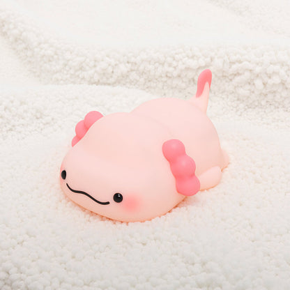 Huggwaii Squishy Silicone Lazy Axolotl LED Nachtlamp - Perfect Cadeau voor Kinderen en Meisjes