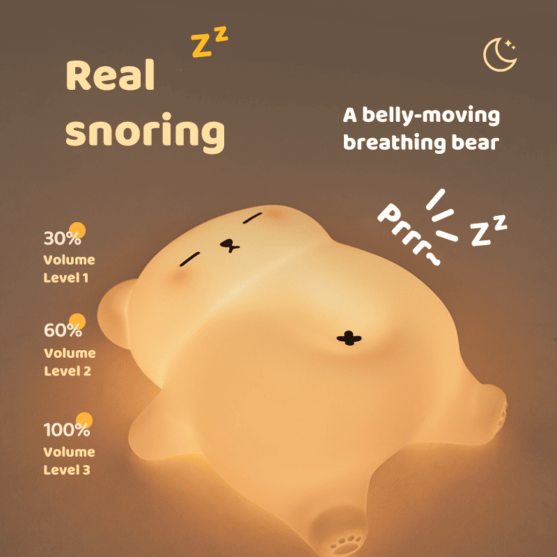 Huggwaii Ademende Beer Knuffelbare Squishy Silicone Slaapgenoot Geluid LED Nachtlamp Perfect Cadeau