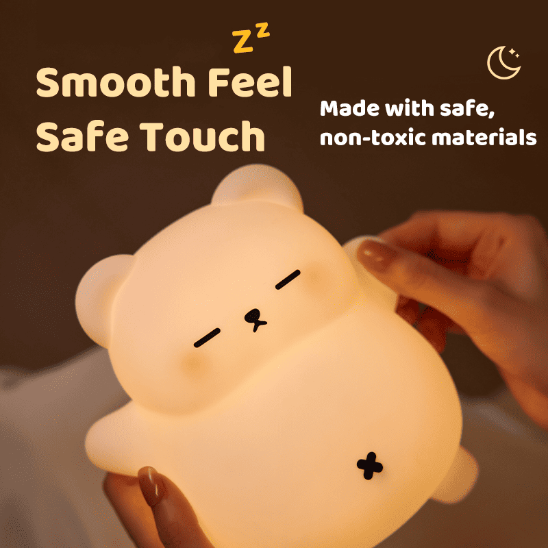 Huggwaii Ademende Beer Knuffelbare Squishy Silicone Slaapgenoot Geluid LED Nachtlamp Perfect Cadeau