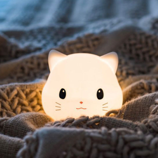 Kleine Kitten Kat Nachtlamp Grote Hoofd Schattige Lamp Liggend Zachte Siliconen Perfect Cadeau