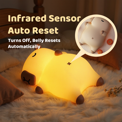 Huggwaii Slaapkapybara Ademende Squishy Siliconen Compaan Geluid LED Nachtlamp Perfect Cadeau