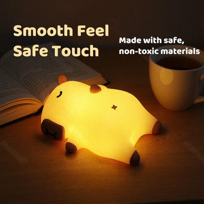 Huggwaii Slaapkapybara Ademende Squishy Siliconen Compaan Geluid LED Nachtlamp Perfect Cadeau