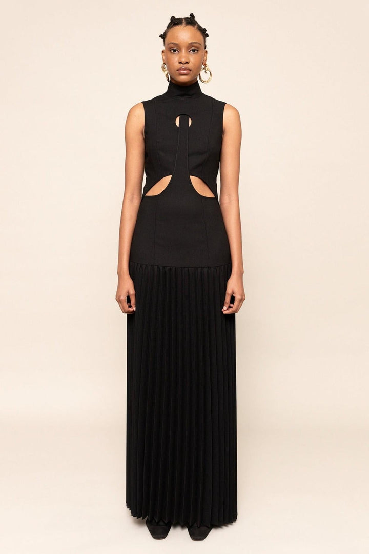 Robe Longue - Plissée à Découpes