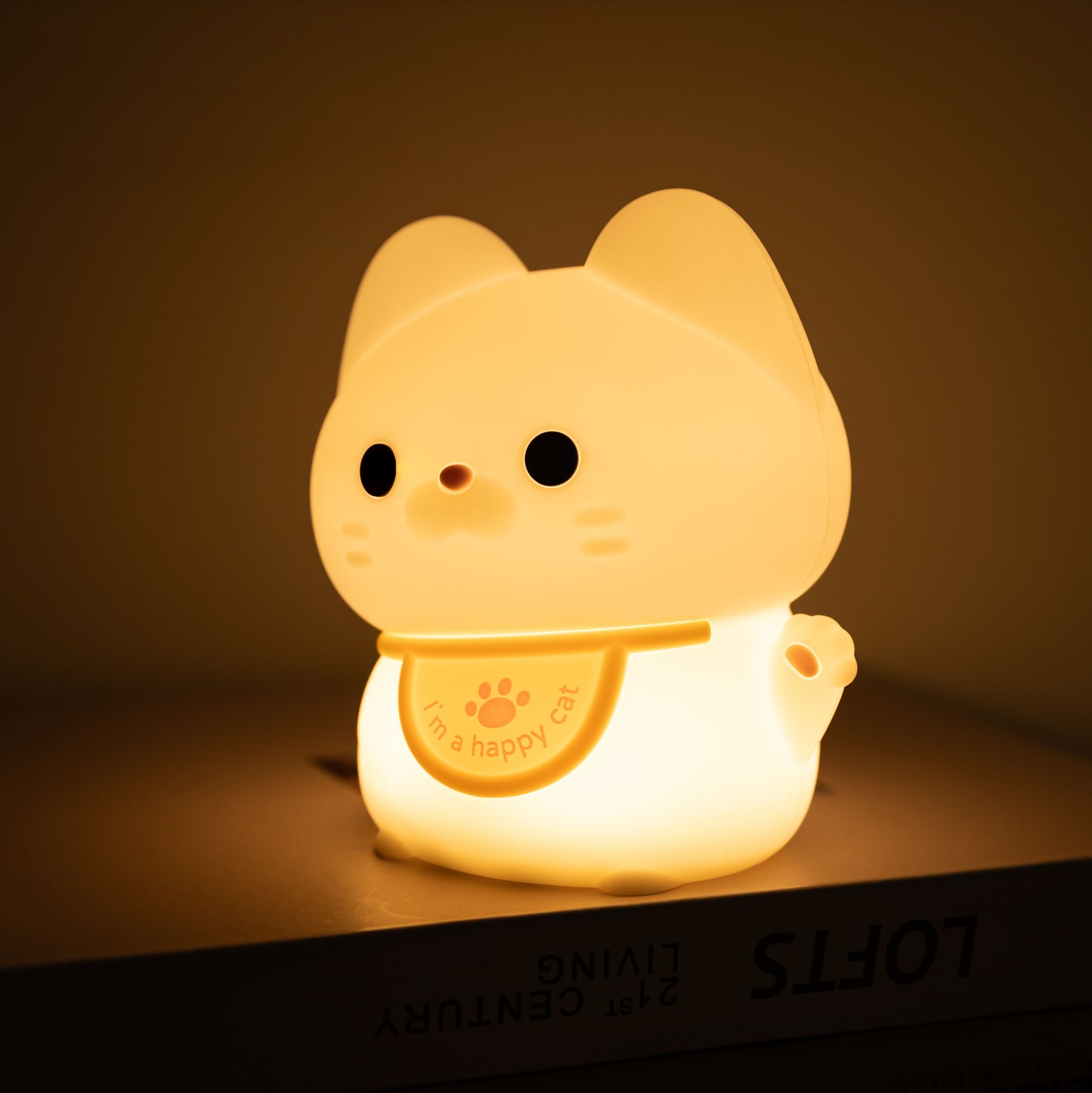 Huggwaii Squishy Silicone Gelukkige Kat LED Nachtlamp - Perfect Cadeau voor Kinderen en Meisjes