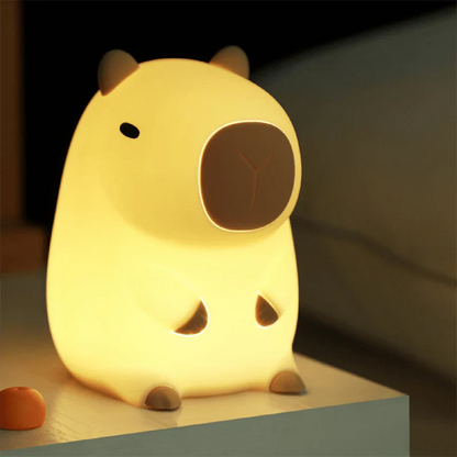 Huggwaii Bloem Capybara Squishy Siliconen Nachtlamp - Perfect Cadeau voor Kinderen en Meisjes