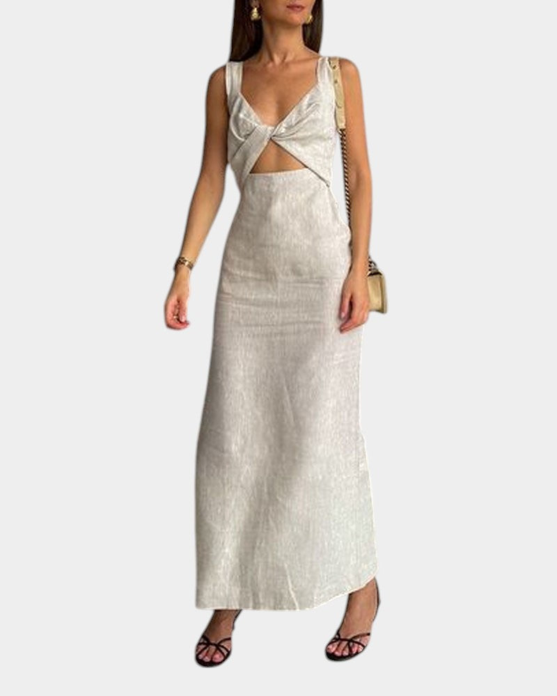 Casual Hollow Sling Cotton Linen Dress