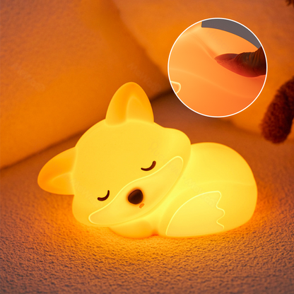 Huggwaii Vos Nachtlamp met Krullende Staart Siliconen Squishy Dier Ontwerp Lamp Perfect Cadeau