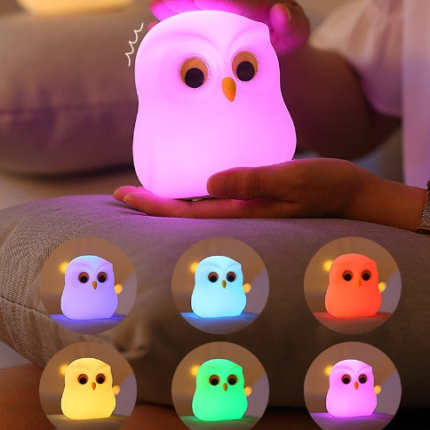 Huggwaii Squishy Silicone Kleine Uil LED Nachtlamp - Perfect Cadeau voor Kinderen en Meisjes