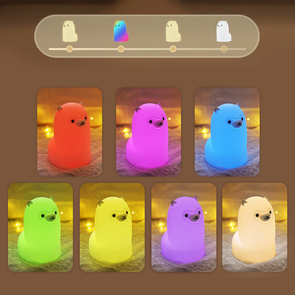 Huggwaii Squishy Silicone Alpaca LED Nachtlamp - Perfect Cadeau voor Kinderen en Meisjes