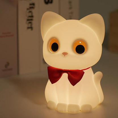 Huggwaii Squishy Silicone Strikdas Kat LED Nachtlamp - Perfect Cadeau voor Kinderen en Meisjes