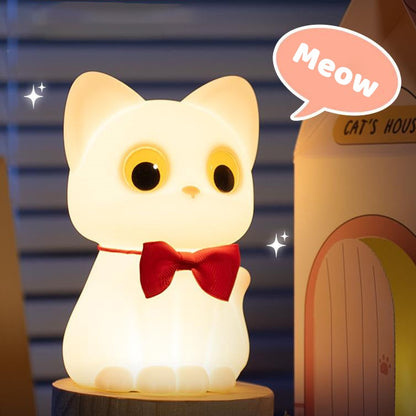 Huggwaii Squishy Silicone Strikdas Kat LED Nachtlamp - Perfect Cadeau voor Kinderen en Meisjes