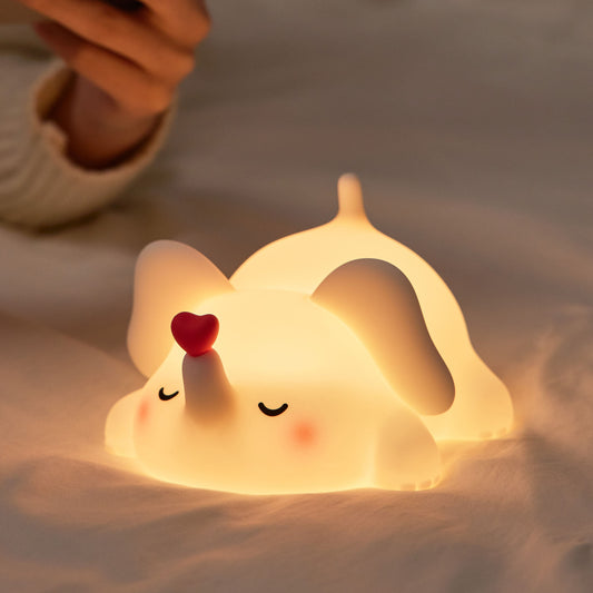 Huggwaii Squishy Silicone Liefde Olifant LED Nachtlamp - Perfect Cadeau voor Kinderen en Meisjes