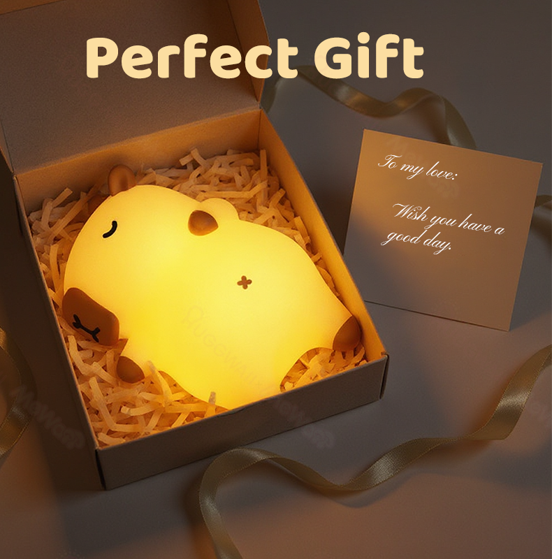 Huggwaii Slaapkapybara Ademende Squishy Siliconen Compaan Geluid LED Nachtlamp Perfect Cadeau