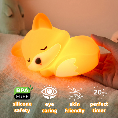 Huggwaii Vos Nachtlamp met Krullende Staart Siliconen Squishy Dier Ontwerp Lamp Perfect Cadeau