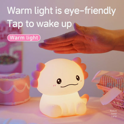 Huggwaii Axolotl Schattige Zachte Siliconen Nachtlamp Beste Cadeau voor Meisjes Kinderen
