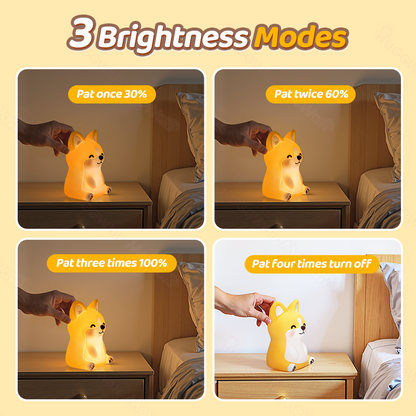 Huggwaii Corgi Puppy Schattige Zachte Silicone LED Nachtlamp - Perfect Cadeau voor Kinderen en Meisjes