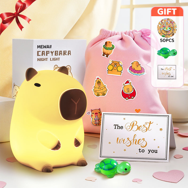 MeWaii® Capibara Vol met Capy Squishy Nachtlampfiguren Schattige Set DIY Bureau Collectie Perfect Cadeau