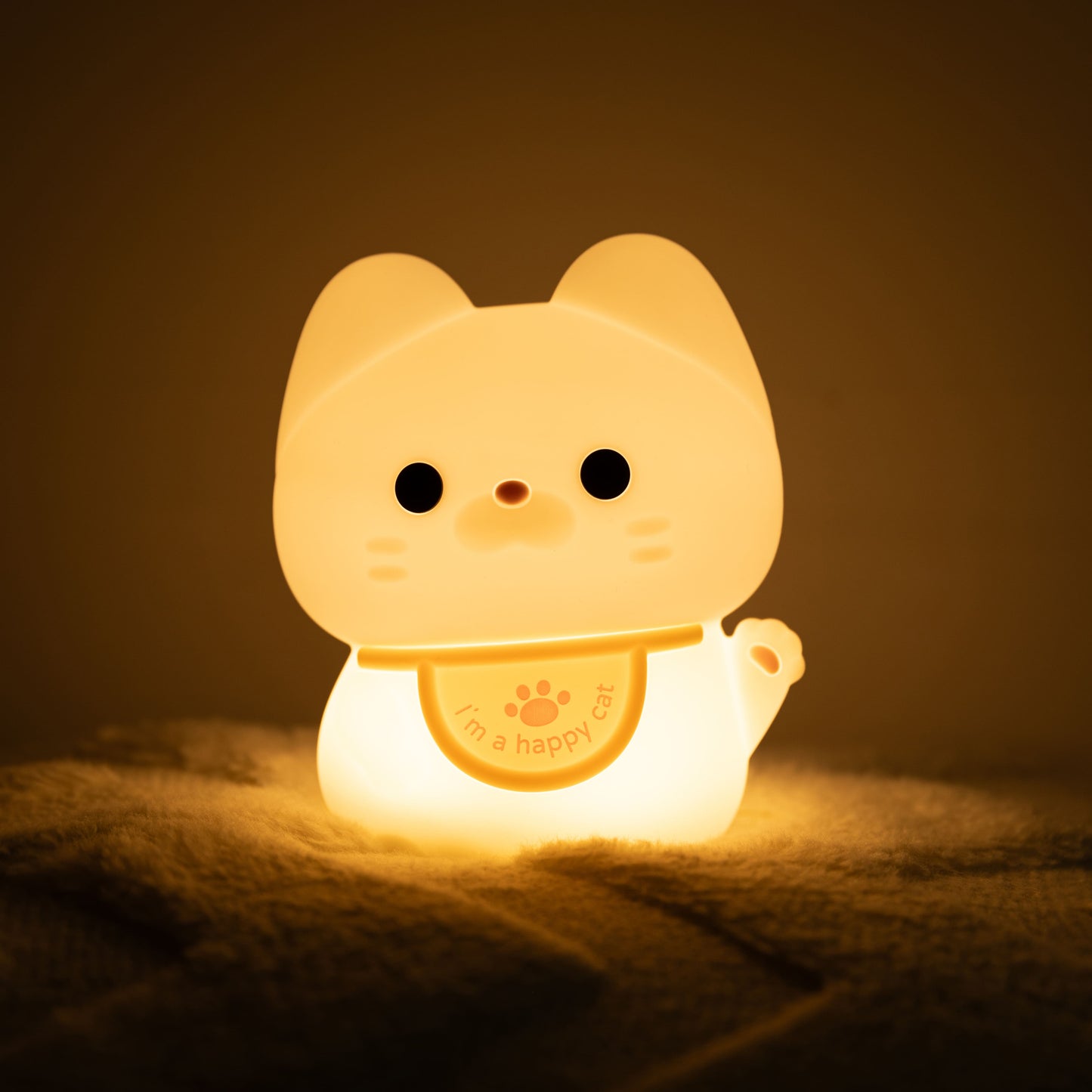 Huggwaii Squishy Silicone Gelukkige Kat LED Nachtlamp - Perfect Cadeau voor Kinderen en Meisjes