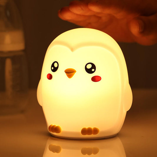 Huggwaii Squishy Silicone Kleurrijke Pinguïns LED Nachtlamp - Perfect Cadeau voor Kinderen en Meisjes