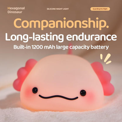 Huggwaii Squishy Silicone Lazy Axolotl LED Nachtlamp - Perfect Cadeau voor Kinderen en Meisjes