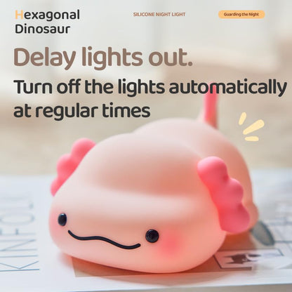 Huggwaii Squishy Silicone Lazy Axolotl LED Nachtlamp - Perfect Cadeau voor Kinderen en Meisjes
