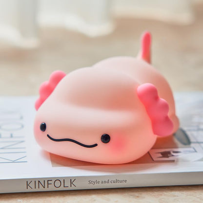 Huggwaii Squishy Silicone Lazy Axolotl LED Nachtlamp - Perfect Cadeau voor Kinderen en Meisjes