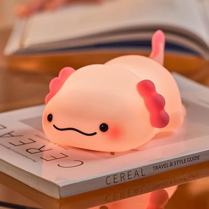 Huggwaii Squishy Silicone Lazy Axolotl LED Nachtlamp - Perfect Cadeau voor Kinderen en Meisjes