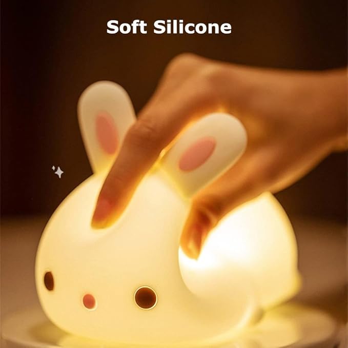 Huggwaii Squishy Silicone Luie Konijn LED Nachtlamp - Perfect Cadeau voor Kinderen en Meisjes