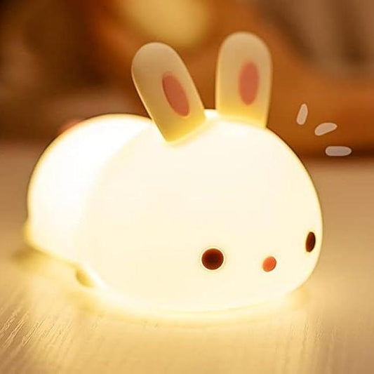 Huggwaii Squishy Silicone Luie Konijn LED Nachtlamp - Perfect Cadeau voor Kinderen en Meisjes