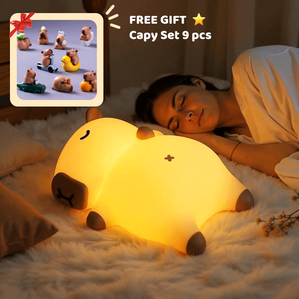 Huggwaii Slaapkapybara Ademende Squishy Siliconen Compaan Geluid LED Nachtlamp Perfect Cadeau