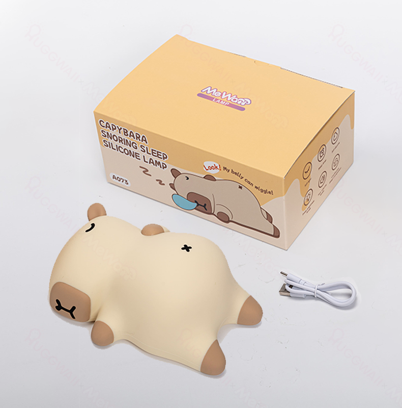 Huggwaii Slaapkapybara Ademende Squishy Siliconen Compaan Geluid LED Nachtlamp Perfect Cadeau