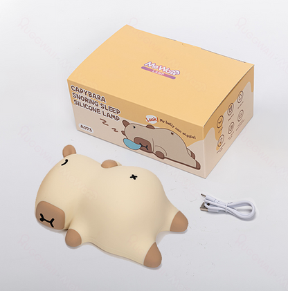 Huggwaii Slaapkapybara Ademende Squishy Siliconen Compaan Geluid LED Nachtlamp Perfect Cadeau